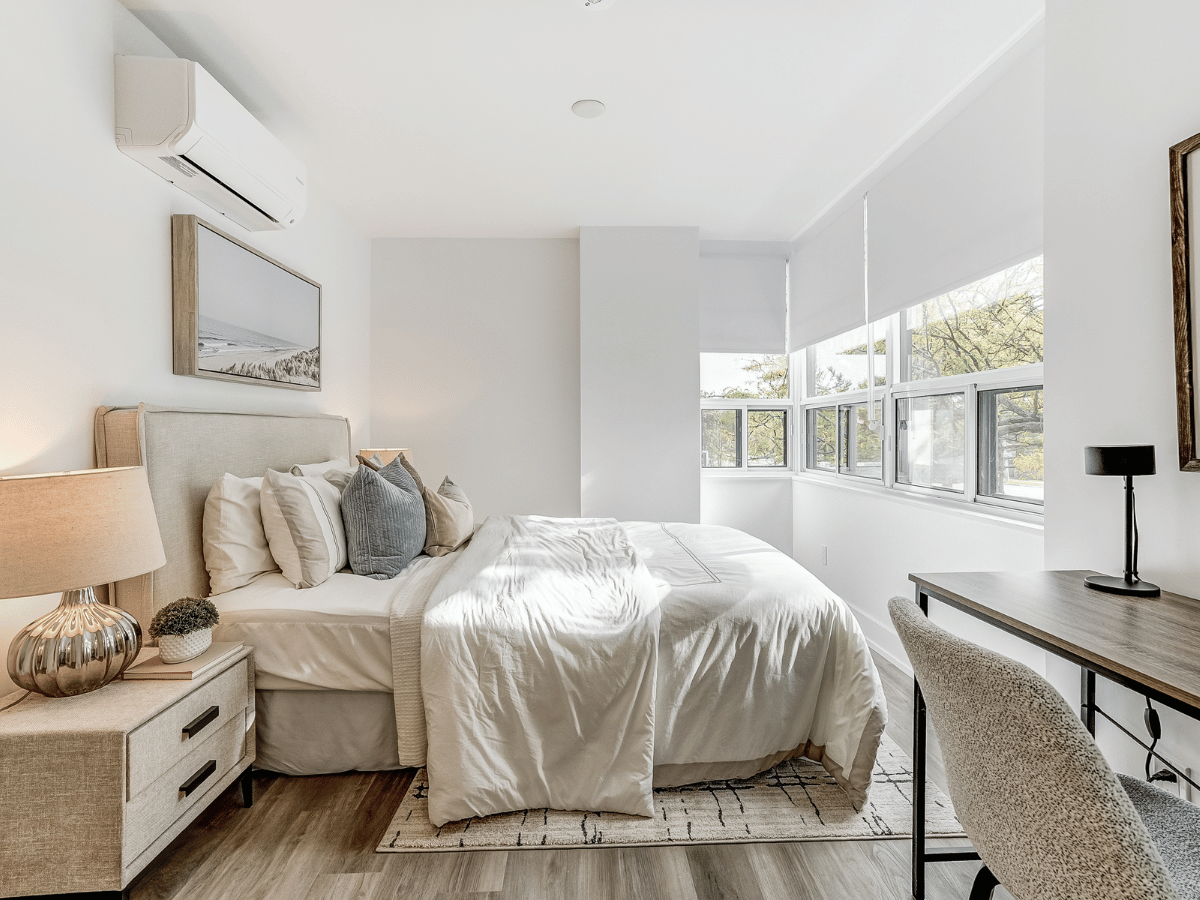 Staged bedroom at Elora.
